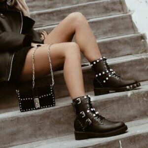 Zara Basic Collection Pearl Studded Ankle Boots Women Size 6.5